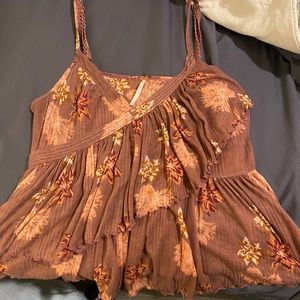 Free People crossbody ruffle tank top